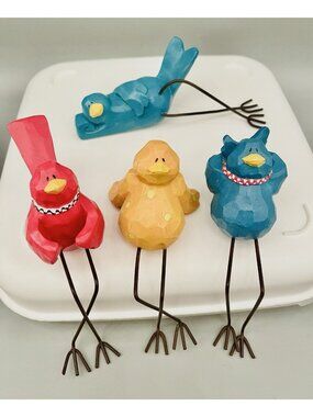 4 Tweet Along With Me Bird Figurines Russ Berrie Whimsical Shelf Sitter Birds